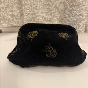 Vintage Velvet Black and Gold Floral Foldable Pouch Clutch